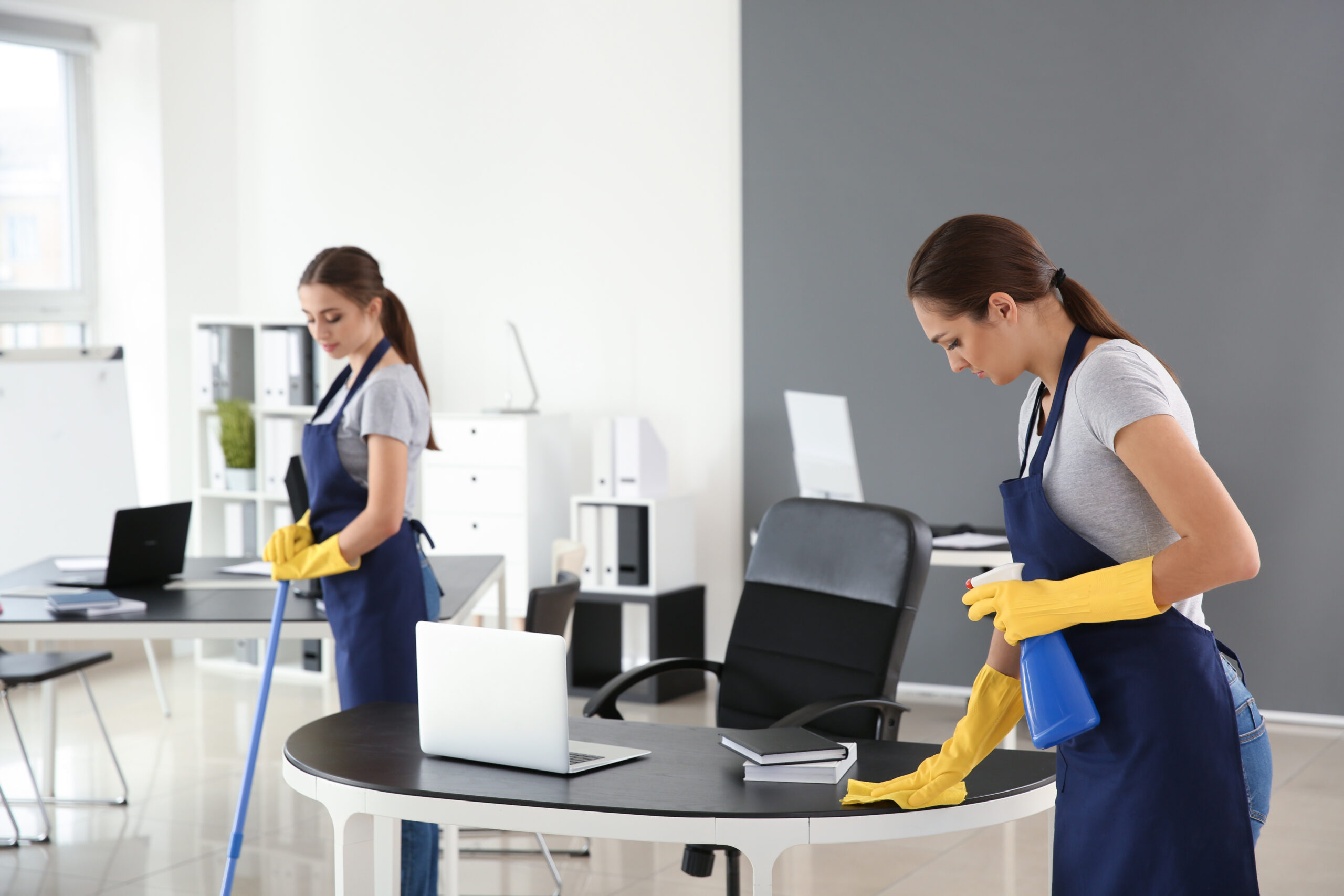 Commercial cleaners in office setting